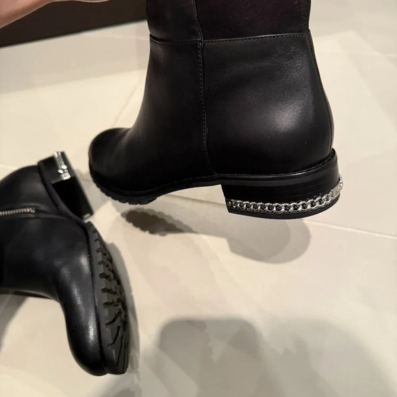 Black Leather Knee High Flat Boot, Michael Kors, Size 7 - Picture 7 of 7